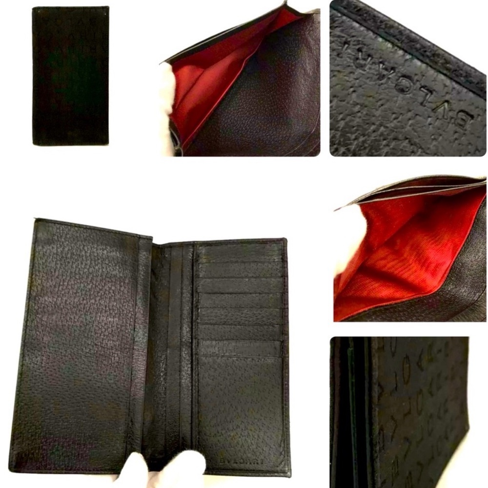BVLGARI Logo Mania Canvas Long Bifold Wallet.